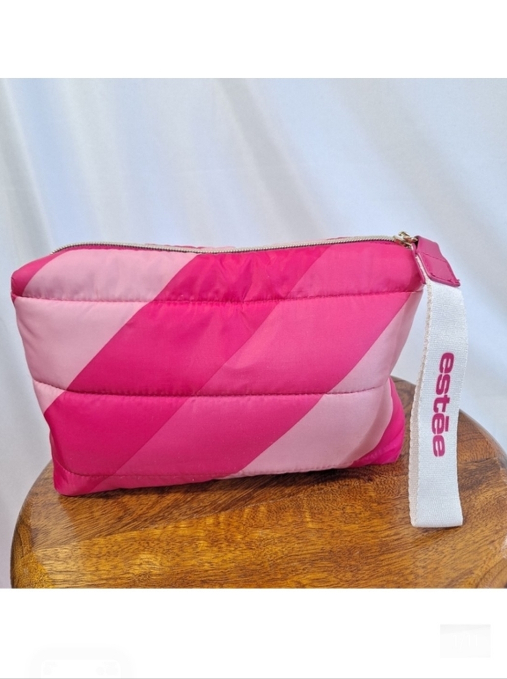 Estee Lauder Pink Puffy Padded Zippered Cosmetic Bag